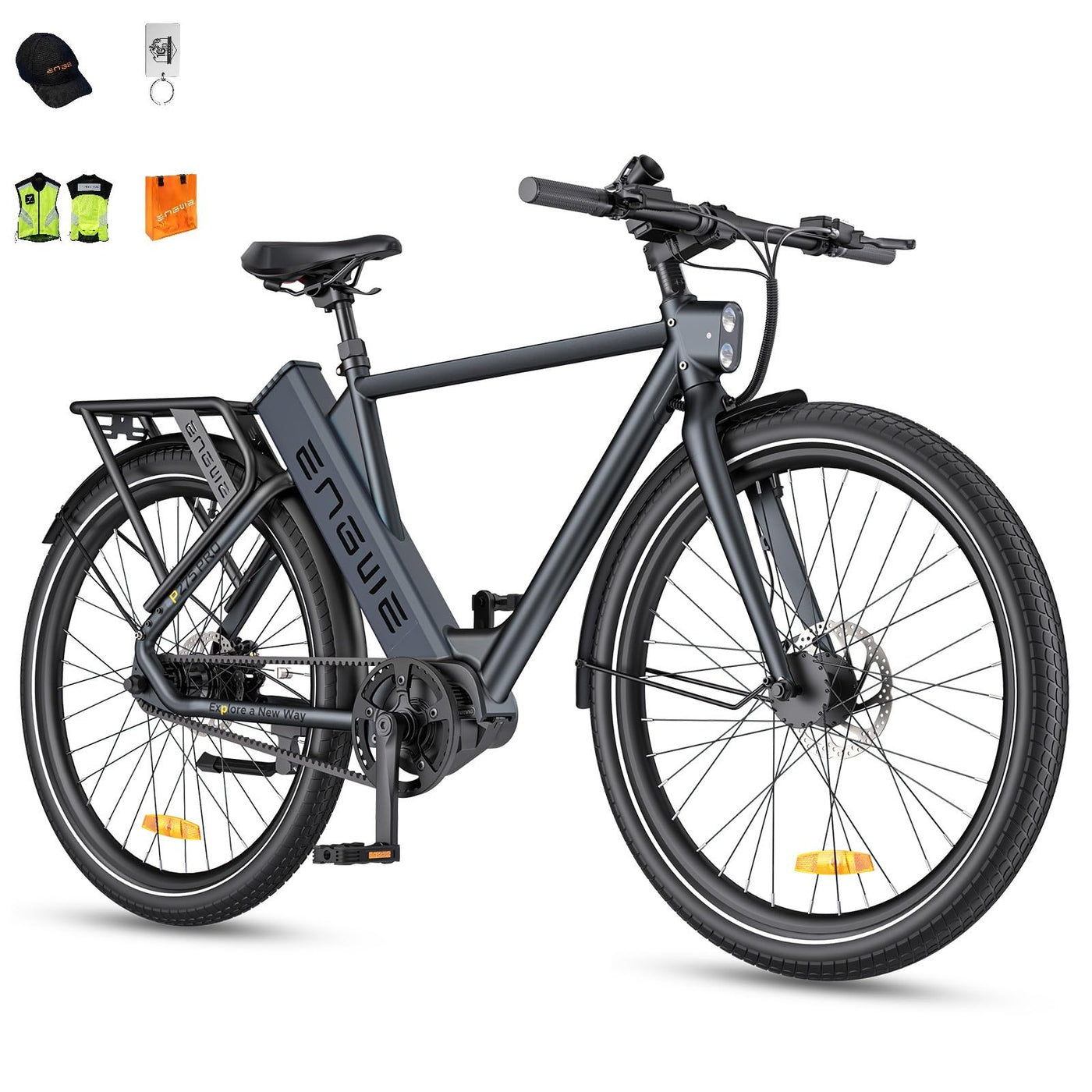 ENGWE E Bike Herren Mountainbike, Ebike 260km Reichweite durch 36V 19.2Ah Akku, E-Bike 250W Mittelmotor Max 25km/h, Elektrofahrräder 27.5 * 2.4 Zoll Reifen, Pendler Elektrofahrrad für Erwachsene P275