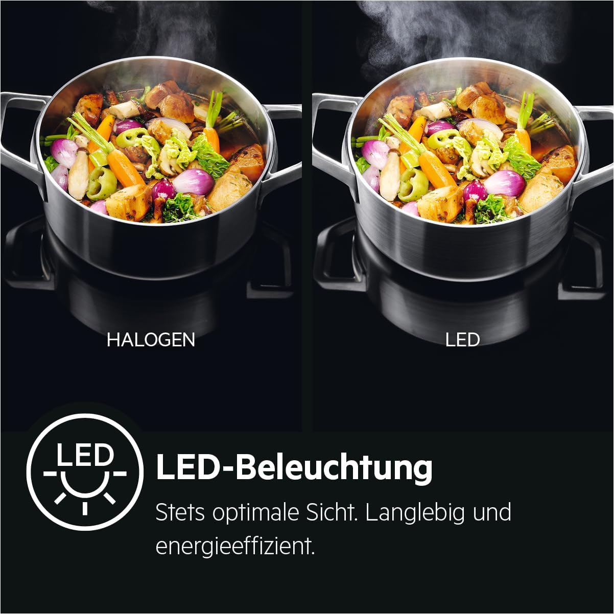 AEG DPE5660B Flachschirm-Dunstabzugshaube – Abluft oder Umluft – max. 600 m³/h im Abluftbetrieb mit max. 68 dB(A) – Energiekl. A – LED-Beleuchtung – Druck-Tasten – Schwarz