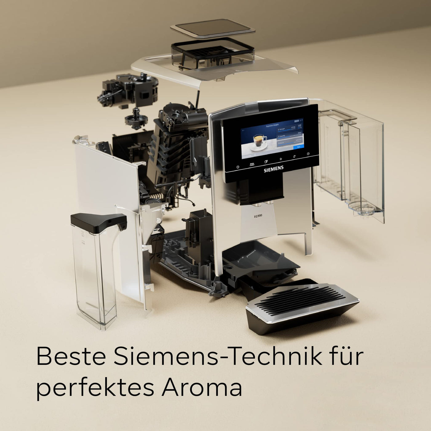 Siemens Kaffeevollautomat EQ900 TQ903D03, App-Steuerung, intuitives Full-Touch-Display, Barista-Modus, AromaBoost, Geräuschreduzierung, Premiummahlwerk, automatische Dampfreinigung, 1500 W, edelstahl