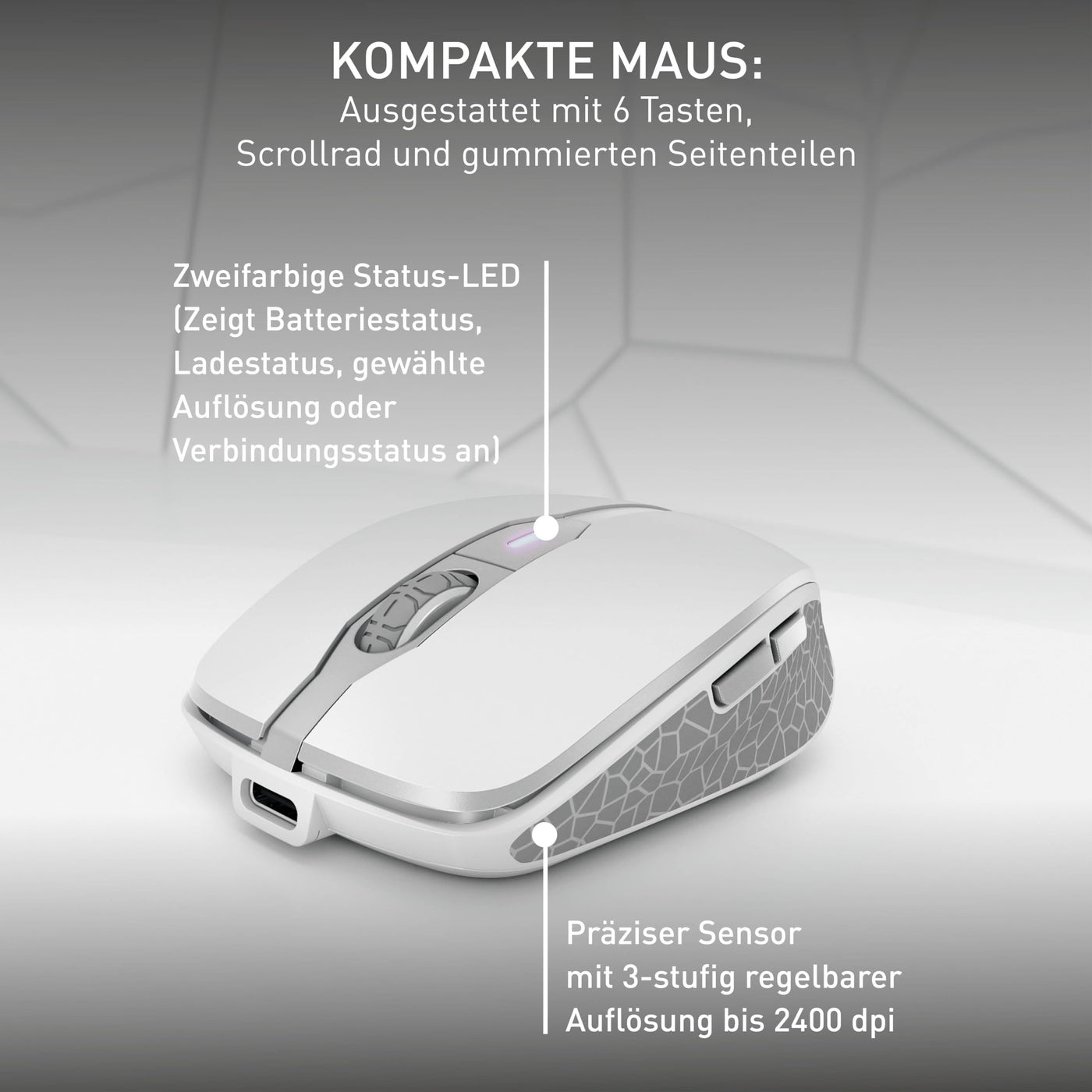 CHERRY DW 9100 SLIM, Kabelloses Tastatur- und Maus-Set, Französisches Layout (AZERTY), Bluetooth & 2,4 GHz Funk, Leise Tasten, Wiederaufladbar, Weiß-Silber