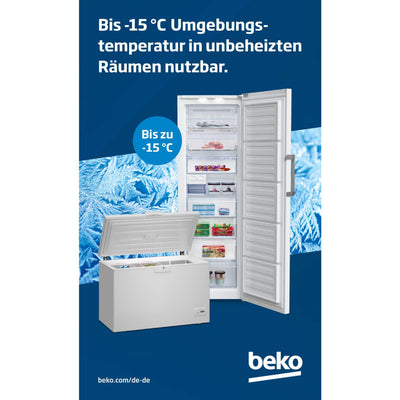 Beko FS127940N b100 freistehender Gefrierschrank, 244 l Gesamtrauminhalt, 5 Gefrierschubladen, 2 Gefrierfächer, Schnellgefrierfunktion, MinFrost, Türalarm, 36 dB, Weiß