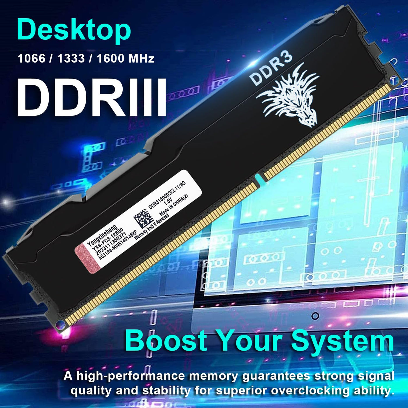 DDR3 16GB Kit (8GBx2) Desktop RAM 1600MHz PC3-12800 UDIMM Non-ECC Unbuffered 1.5V 2Rx8 Dual Rank 240 Pin CL11 PC Computer Memory Upgrade Module Arbeitsspeicher (Schwarz)