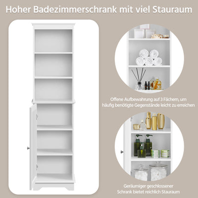 Yaheetech Badezimmerschrank Hochschrank Badschrank mit 3 Ablagefächer und 1 Tür Bodenschrank Badkommode Badregal mit verstellbarem Einlegeboden fürs Badezimmer Wohnzimmer Küche Flur, 40 x 30 x 153 cm