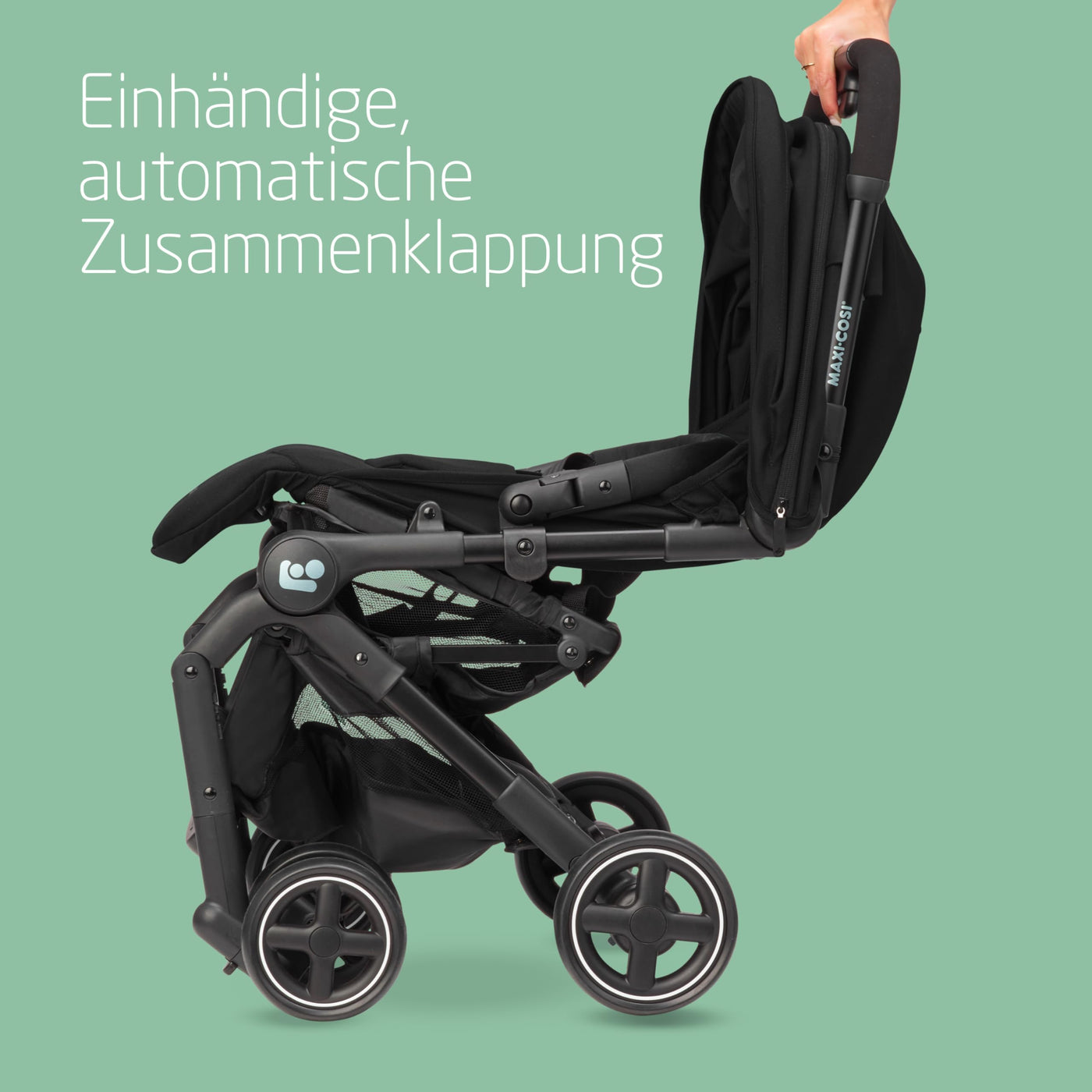 Maxi-Cosi Lara2 Baby Kinderwagen, 0–4 Jahre, 0–22 kg, federleichter, kompakter Buggy, 3 Liegepositionen, flache Liegeposition, klein zusammenklappbar, Schultergurt, Essential Black