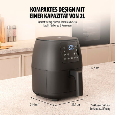 Tristar Mini-Digital-Heißluftfritteuse - 2L - Ölfrei - 6 Kochprogramme - Antihaftbeschichtung - Einstellbarer Thermostat - 1500W - FR-9015, Schwarz