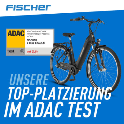 FISCHER E-Bike City CITA 2.2i, Elektrofahrrad für Damen und Herren, RH 50 cm, Mittelmotor 65 Nm, 36 V Akku, schwarz matt