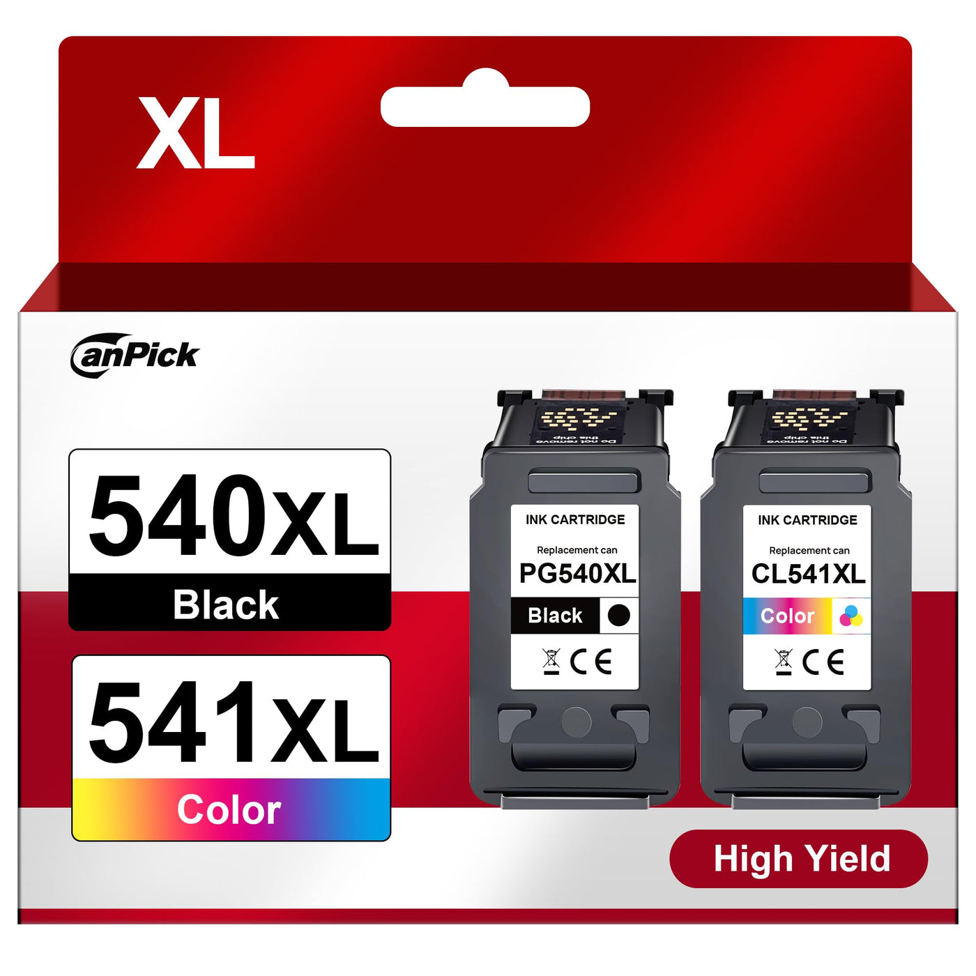 CanPick 540XL 541XL Multipack Ersatz für Canon Druckerpatronen 540 541 XL Schwarz Color PG 540 PG-540 CL 541 für Canon Pixma TS5150 MG3600 MG3650S MG3650 MG4250 MX475 TS5100 MG3150 MG3500 MG4200 MX535