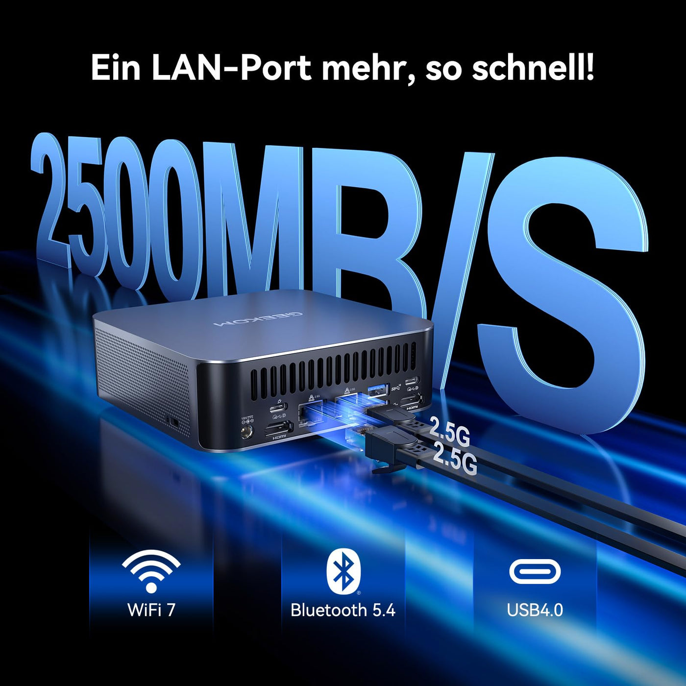 GEEKOM AI Mini PC GT1 Mega - Intel Core U9 185H,16 Kerne 22 Threads, Bis zu 5.1GHz, 2.5Gbps Dualer LAN Port, Mini PC Windows 11 Pro 32GB DDR5+2TB SSD mit WiFi 7, Real-time AR, Vier 4K-Displays, BT5.4