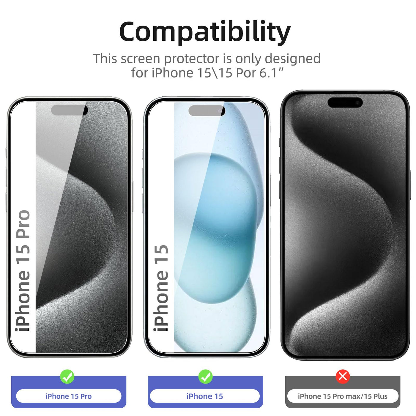 NEW'C 3 Stück, Panzer Schutz Glas für iPhone 16, iPhone 15, iPhone 15 Pro (6,1 Zoll), Frei von Kratzern, 9H Härte, HD Displayschutzfolie, 0.33mm Ultra-klar, Ultrabeständi