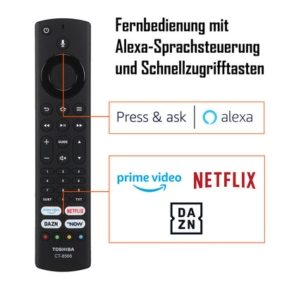 Toshiba 55QF5D63DA 55 Zoll QLED Fernseher/Fire TV (4K Ultra HD, HDR Dolby Vision, Smart TV, Triple-Tuner, Alexa Built-In, Bluetooth, Sound by Onkyo) [2023], Schwarz