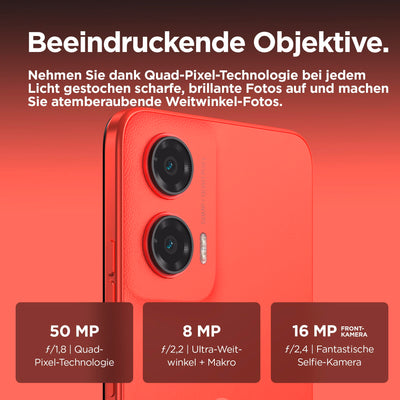 Motorola Moto g35 5G Smartphone (6,72"-FHD+-Display, 50-MP-Kamera, 4/128 GB, 5000 mAh, Android 14) Guava Red, inkl. Schutzcover [Exklusiv bei Amazon]