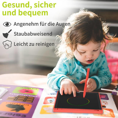 ACROPAQ LCD Schreibtafel Kinder - Rot 8.5-Zoll LCD Maltafel Kinder - Tragbare Schreibtafel Kinder mit Farbbildschirm, Stift - Das perfekte Geschenk für Kinder jeden Alters