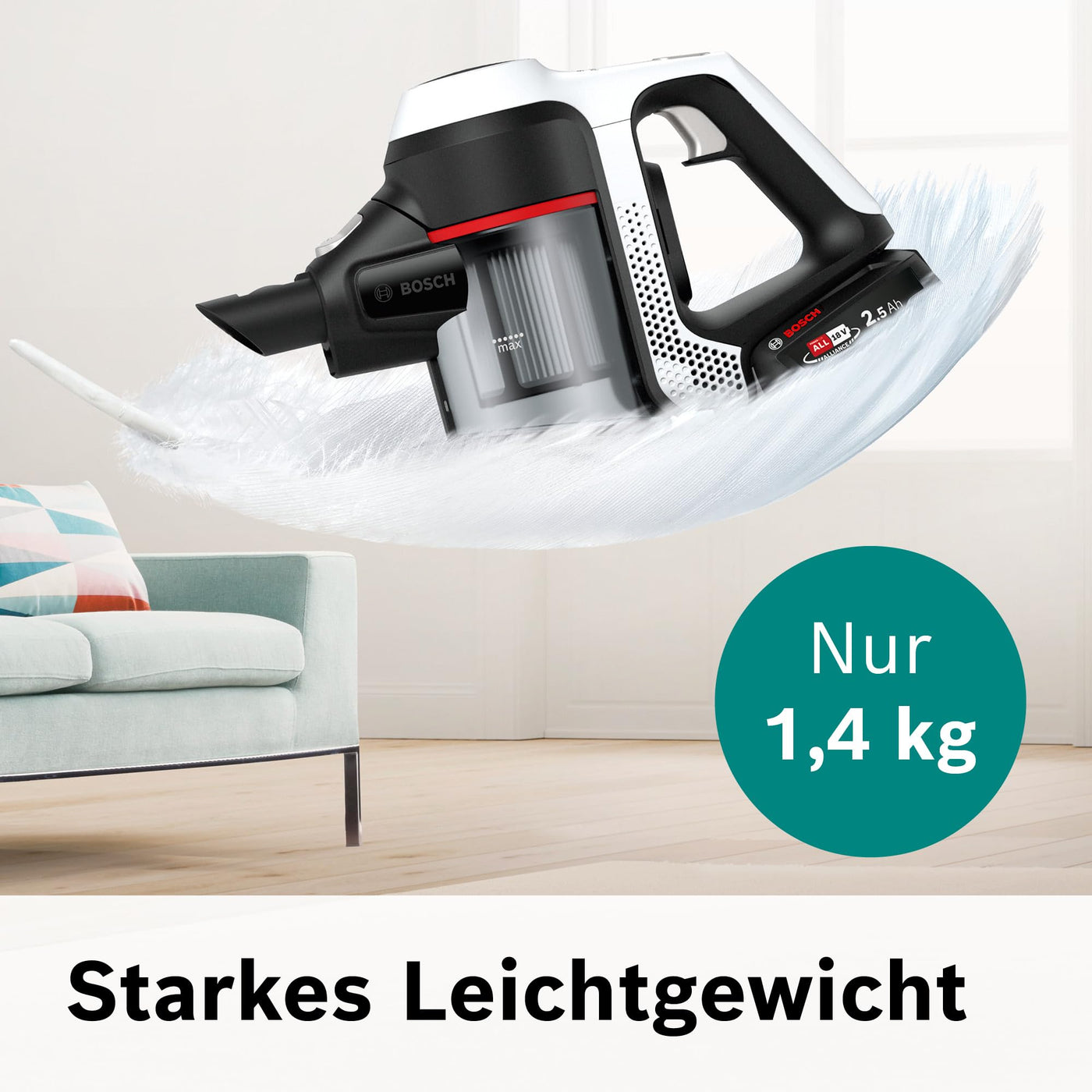 Bosch Professional BCS611AM Akkustaubsauger, Weiß, 1 Akku