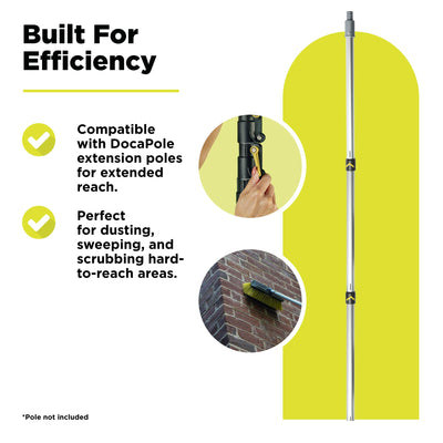 DocaPole - Bürste mit weichen Borsten für Verlängerungsstange (Stange Nicht enthalten) - als Autowaschbürste oder für LKW, Boote, Wohnmobile, Hausfassaden, Decks usw. - 25 cm