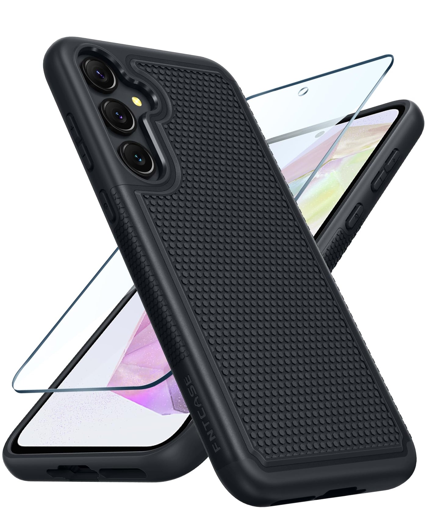 FNTCASE für Samsung Galaxy A35-5G Hülle: Dual Layer Schutzhülle Handyhülle Robuste Stoßfest mit rutschfeste Strukturierte Rückseite - Militärischer Schutz Bumper Tough Case für Samsung A35