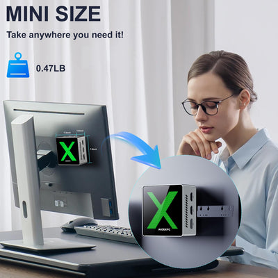 AIOEXPC Mini PC Ιntel Alder Lake N100,Mini PC Windows 11 Pro LPDDR5 16GB RAM 512GB SSD,WiFi6,BT5.2,Mini Desktop PC 2xHDMI,1xDP,4K UHD,Mini PC mit 3 RGB-Lichtmodi für Büro/Heim/Geschäft