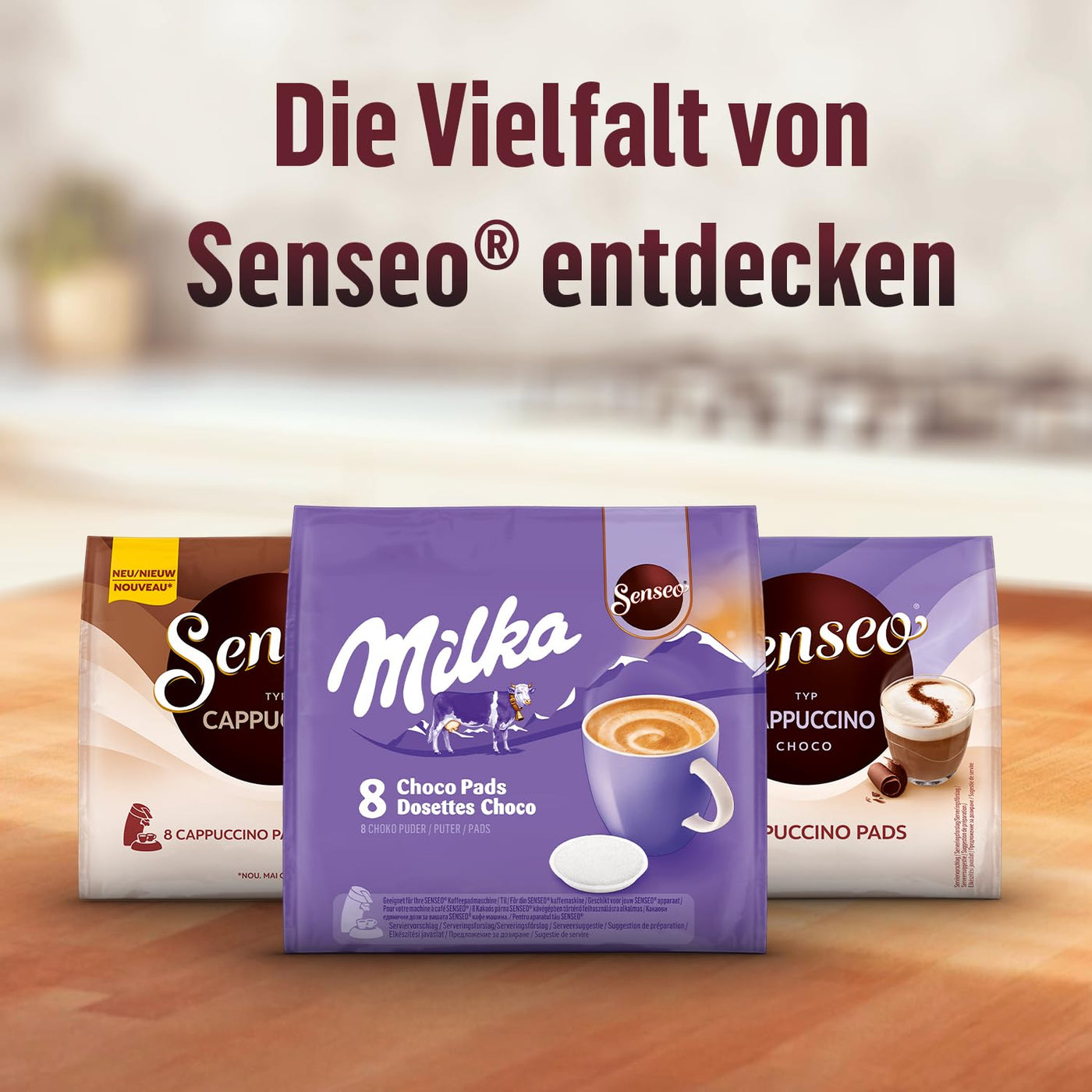 Senseo Milka Kakao Pads, 80 Senseo kompatible Pads, 10er Pack, 10 x 8 Getränke