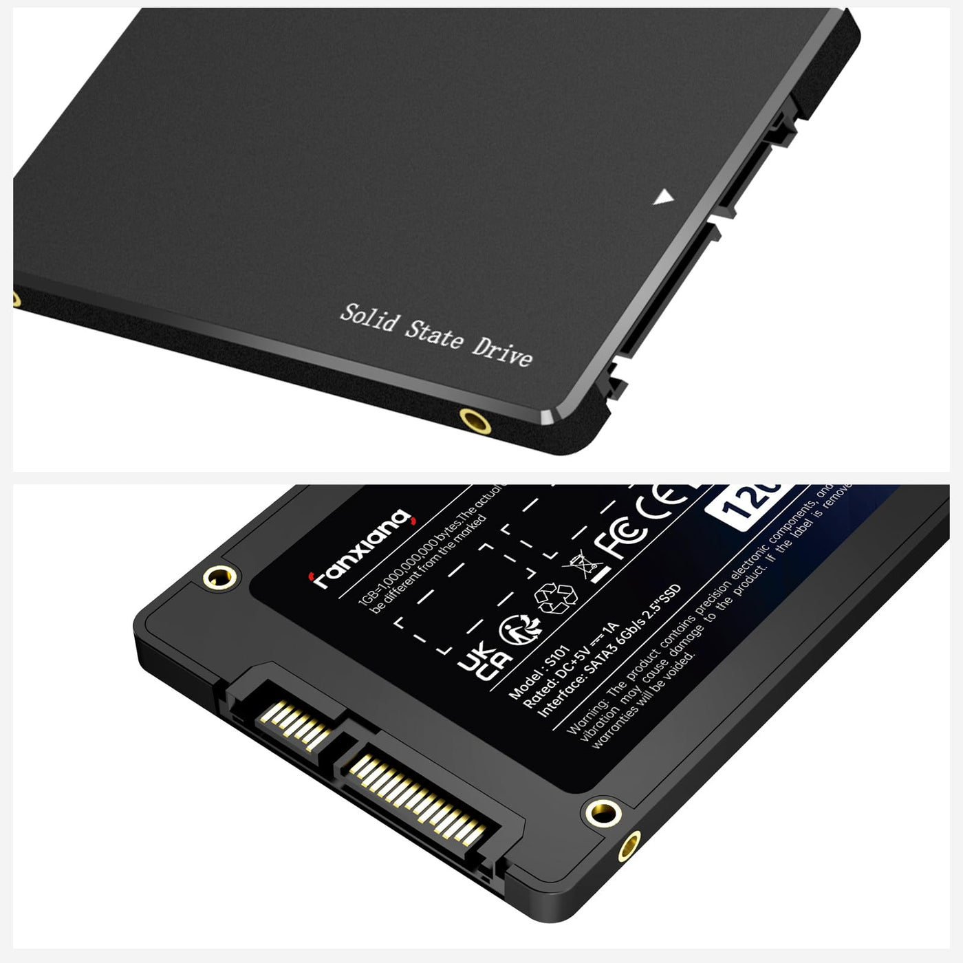 fanxiang SATA SSD Interne Festplatte SATA III 2.5 Zoll, 550MB/s Lesen, 500MB/s Schreiben, mit SLC Cache und TLC 3D-NAND, Ideal für Laptop, Desktop und Spielkonsole (S101) (1TB)