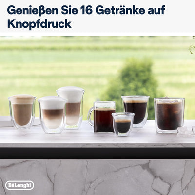 De'Longhi Rivelia EXAM440.55.W Kaffeevollautomat mit LatteCrema Milchsystem, Wechselbarer Bohnenbehälter, 16 Kaffee- & Milchgetränke auf Knopfdruck, Extra-Shot-Funktion, 3,5" Touch-Display, Weiß