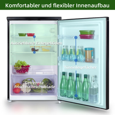 CHIQ CSF120BE Freistehender Kühlschrank ｜Low-frost Technologie | 12 Jahre Garantie auf den Kompressor*, Dunkler Edelstahl Look (130L) | 114 x 47 x 49,5 cm (HxBxT)