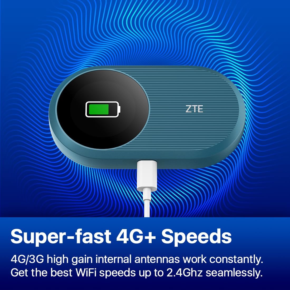 ZTE U10S Pro Bleu, 4G+LTE Mobile Wi-Fi 6, Débloqué, Routeur de voyage portable à faible coût, Connecte 32 appareils, 3000mAh, 10 heures d'autonomie de la batterie, Fonctionne sur tous les réseaux mondiaux