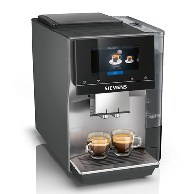 Siemens Kaffeevollautomat EQ700 classic TP715D01, App-Steuerung, Cold Brew, intuitives Full-Touch-Display, bis zu 10 individ. Kaffeekreationen als Favoriten, autom. Dampfreinigung, 1500 W, grau-silber