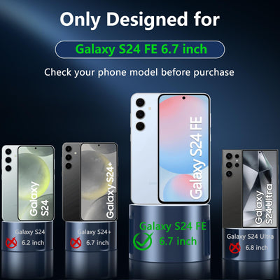 Magnetisch Für Samsung Galaxy S24 FE Hülle mit Panzerglas Glas,Militärschutz für Handyhülle für S24 FE Matt Transluzente Robust Schutzfolie Schutzhülle Case Cover für Samsung S24 FE(Grau)