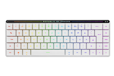 ASUS ROG Falchion RX Low Profile 65% kabellose Gaming-Tastatur (QWERTZ-Layout, optische ROG RX Low-Profile-Switches, Bluetooth, 2,4-GHz-RF Wireless, kabelgebunden USB, MacOS kompatibel, weiß)