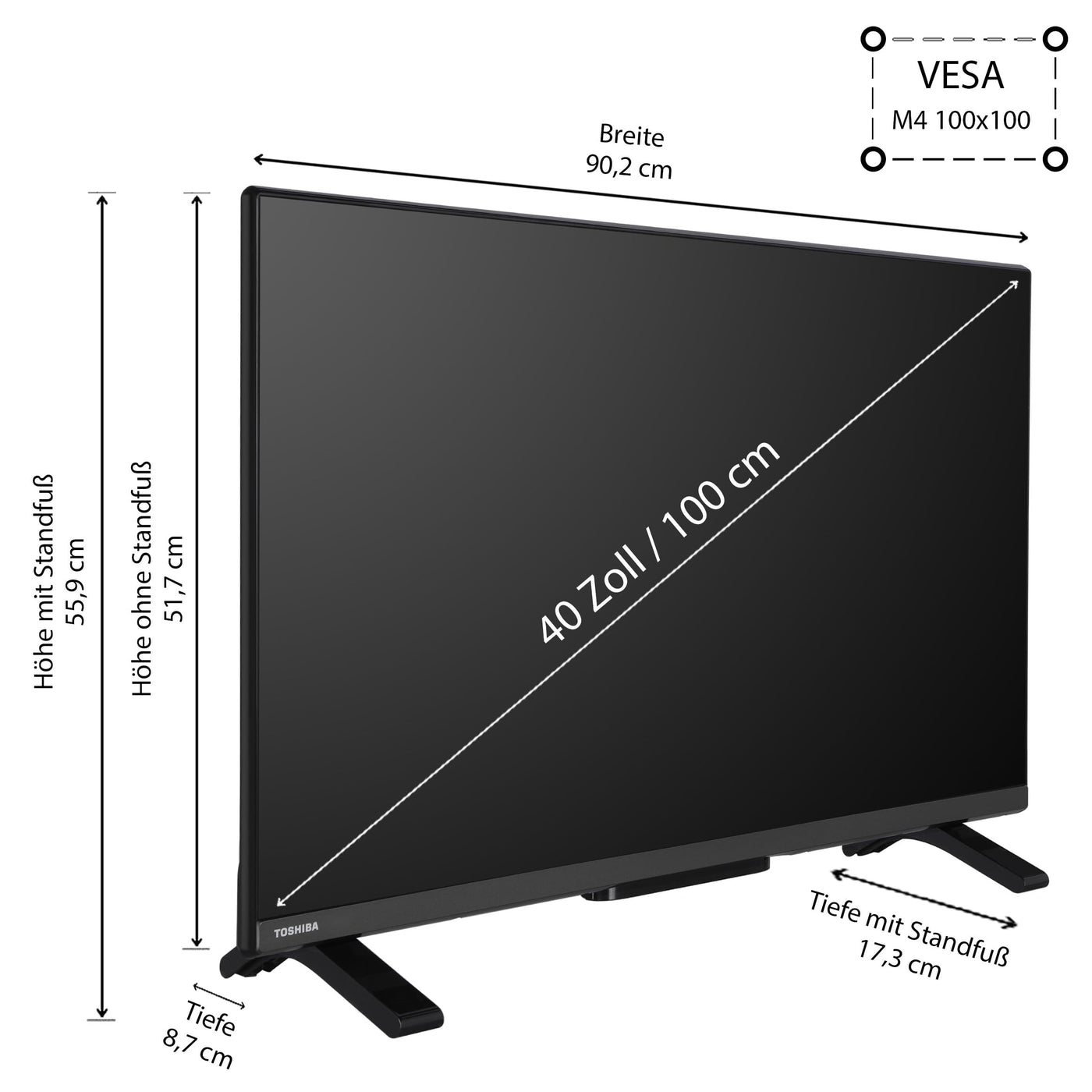 Téléviseur intelligent Toshiba 40LV2E63DAZ 40 pouces/VIDAA (Full HD, HDR, triple tuner, Bluetooth, Dolby Audio) [2024]