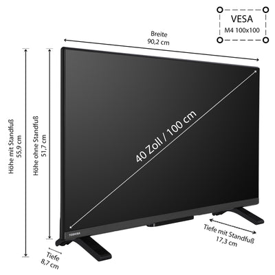 Téléviseur intelligent Toshiba 40LV2E63DAZ 40 pouces/VIDAA (Full HD, HDR, triple tuner, Bluetooth, Dolby Audio) [2024]