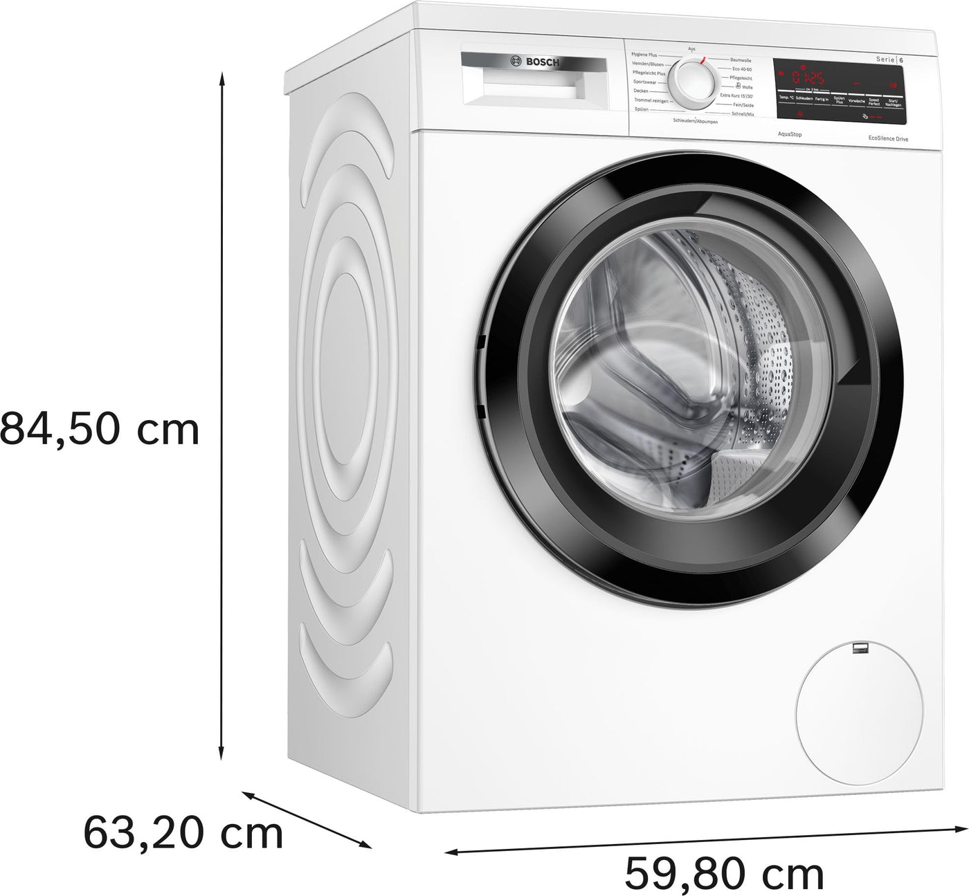 Bosch WUU28T48, Serie 6, Unterbaufähige Waschmaschine, 1-8kg, 1400 UpM, Maximale Energie- und Wasserersparnis, Speed Perfect, Extraprogramme für Sport, Dunkles und Babykleidung, Nachlegefunktion