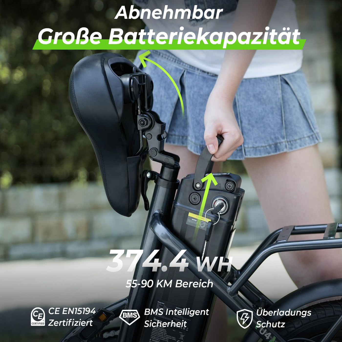 Finbike Klapprad E-Bike 16 * 2.15 Zoll Fat Tire,Tragbares Elektrofahrrad mit 10.4Ah Abnehmbarem Akku,4 Fahrmodi,PAS Reichweite MAX 88KM,Falt-Elektrofahrräder für Herren Damen Pendeln (Schwarz)