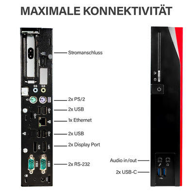 Fujitѕu - Schneller Mini PC mit Intel Quad Core - Silent Desktop Computer + Multimedia Rechner bis zu 2,8 GHZ - 8GB DDR4 RAM - 128GB SSD - inkl Win 11 Pro + Grееd Mousepad