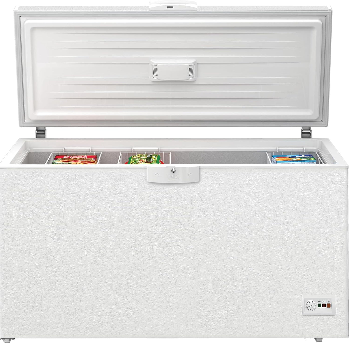 Beko HSM46740 Gefriertruhe groß, 451 l Nutzvolumen, 3 Gefrierkörbe, Temperaturalarm, abschließbar, Innenbeleuchtung, 36 db(A), Weiß