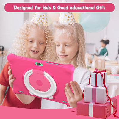 SGIN Kinder Tablet 10 Zoll Android 13 Quad Core 2GB RAM 64GB ROM HD IPS Display Kindersicherung Lernspiele 2.4G WiFi 5000mAh Bluetooth Tasche für Kinder (Rosa)