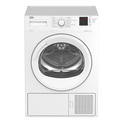 Beko DS843F3G0 b300 Wärmepumpentrockner, Wäschetrockner, Frontlader, 8 kg Beladungskapazität, 15 Programme, Sensortrocknung, Schonprogramm, Multifunktionsdisplay, Säulenfähig, Schontrommel, Weiß