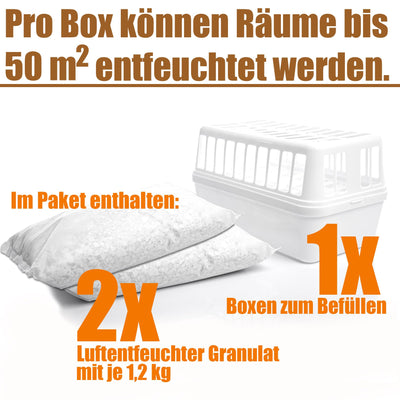 BigDean Luftentfeuchter Feuchtigkeitskiller 1,2kg Entfeuchter – Luftentfeuchterbox für große Räume - Feuchtigkeits-Stopper nachfüllbar + wiederverwendbar – inkl. 2x 1200g Luftentfeuchtergranulat