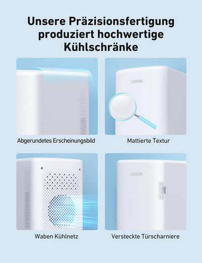 AstroAI 2 in 1 Mini Kühlschrank, 6 Liter Fridge / 8 Dosen mit Kühl- und Heizfunktion, 12V / 220V Steckdose für Autos, Büros und Schlafsäle, Weiß