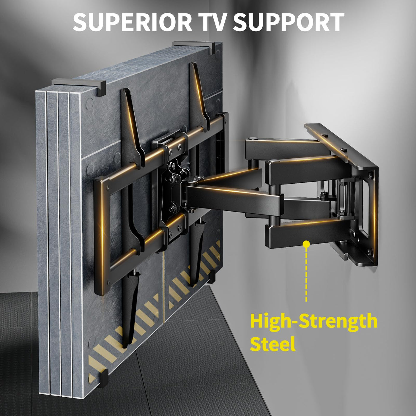 Alphamount TV Wandhalterung Schwenkbar für 37-75 Zoll Fernseher, Neigbar Ausfahren Wandhalterung Fernseher, TV Halterung Max Gewicht 45kg, VESA 200x100 zu 600x400mm