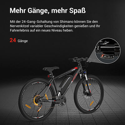 Eleglide M2 E Bike Herren Damen mit 36V 15Ah Abnehmbarer Akku, 27,5/29 Zoll Offroad E Mountainbike, Elektrofahrrad Pedelec mit APP, 24 Gänge Schaltung, Reichweite bis zu 125 KM (27,5 Zoll)