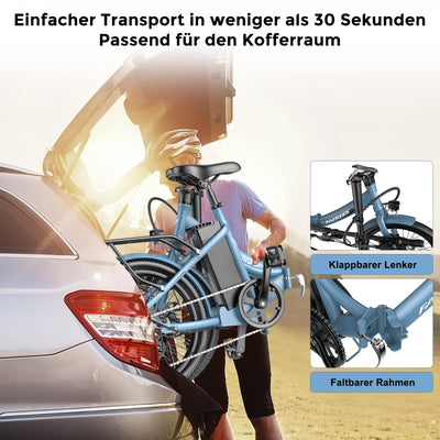 Fafrees F20 Light, ebike klappbar 20 Zoll, City e-Bike Herren Damen 36V 16.75Ah, Elektrofahrrad 250W 25km/h, e Bike klapprad Reichweite bis zu 65-130 km, E-Fahrrad (Schwarz)