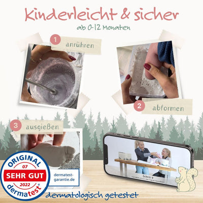 SOULBABY® Gipsabdruck Baby Hand und Fuß [4 Abdrücke] I 100% Made in Germany I Baby Geschenk Geburt Junge & Mädchen I Babyabdruck Set I Fußabdruck & Handabdruck Baby I Geschenk zur Geburt