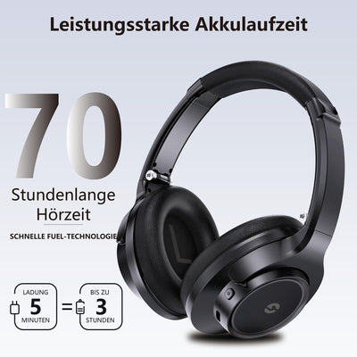 Lankey Sound Bluetooth Kopfhörer Over-Ear,70 Std Kopfhörer Kabellos Bluetooth,Kabellose Kopfhörer mit 3 Eq-Modi,HiFi-Stereo,Eingebautem Hd-Mikrofon,Kopfhörer Bluetooth für Handys/Ipad/Laptops/Pc