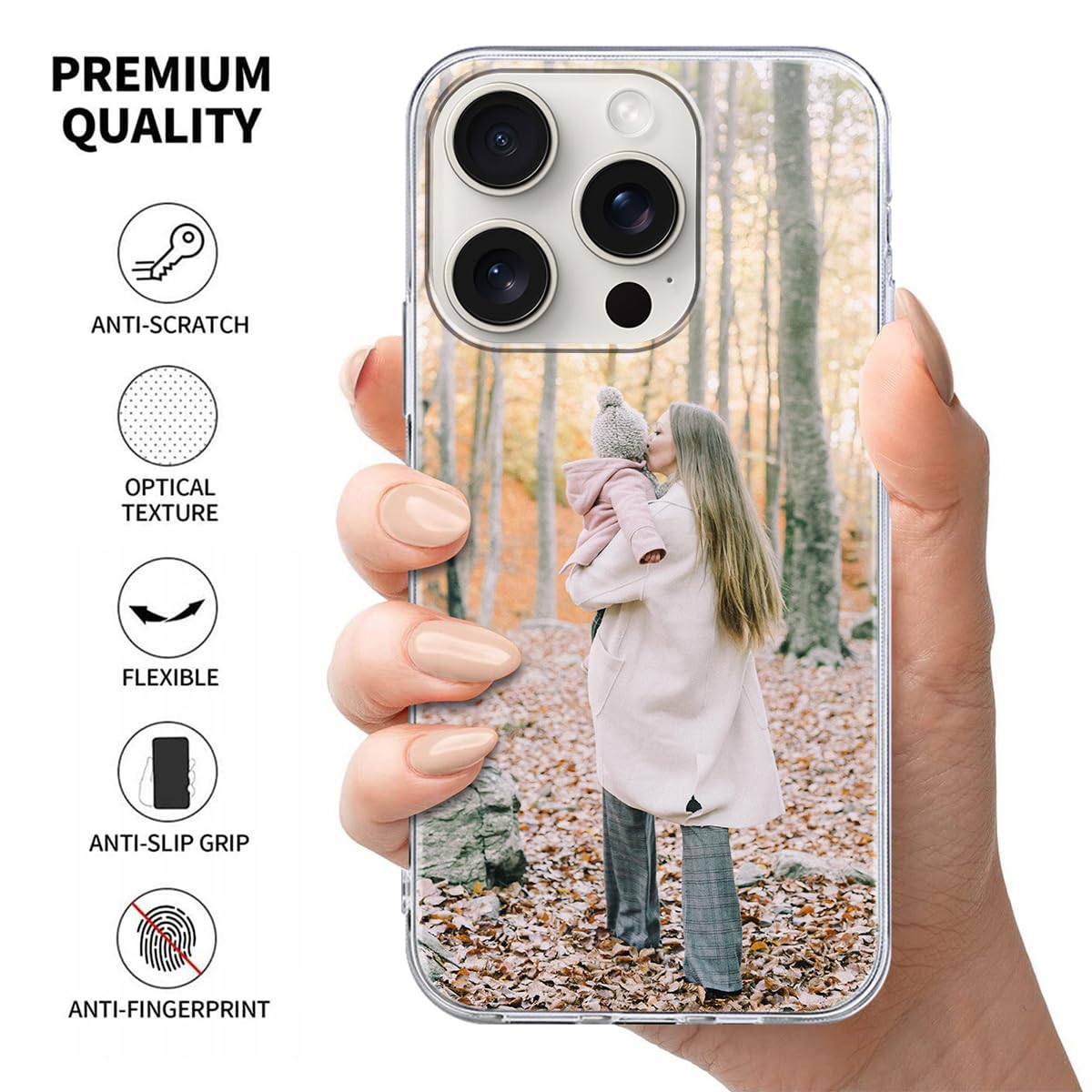 Yoedge Personalisierte Handyhülle für iPhone 16 Pro Hülle Selbst Gestalten mit Eigenem Foto Bild Text Personalisiert Case Individuelle Geschenk Schutzhülle Transparent Cover für iPhone 16 Pro 6,3"