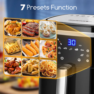 Aigostar Cube - Heißluftfritteuse 7L XXL, Airfryer 1900W, 7 Programmen, Warmhalten, 20 Rezepte, ohne Öl, für 6-10 Personen, Air Fryer mit Digitalem LED-Touchscreen, Schwarz