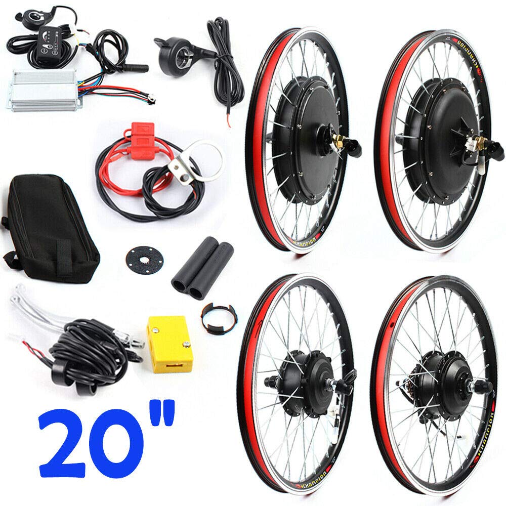 Bathrena Elektrofahrrad Umbausatz 20 Zoll E-Bike Conversion Kit 36V/48V Elektrofahrrad Vorderrad/Hinterrad Motor (48V 1000W Vorderrad)