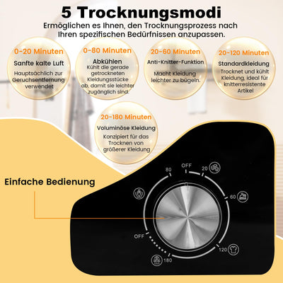 COSTWAY Mini Wäschetrockner 5KG, 5 Programme, bis zu 69℃, Ablufttrockner mit Überhitzungsschutz und Mehrfachfiltration, Trockner für Wohnmobile, Wohnheime und Zuhause, 800W