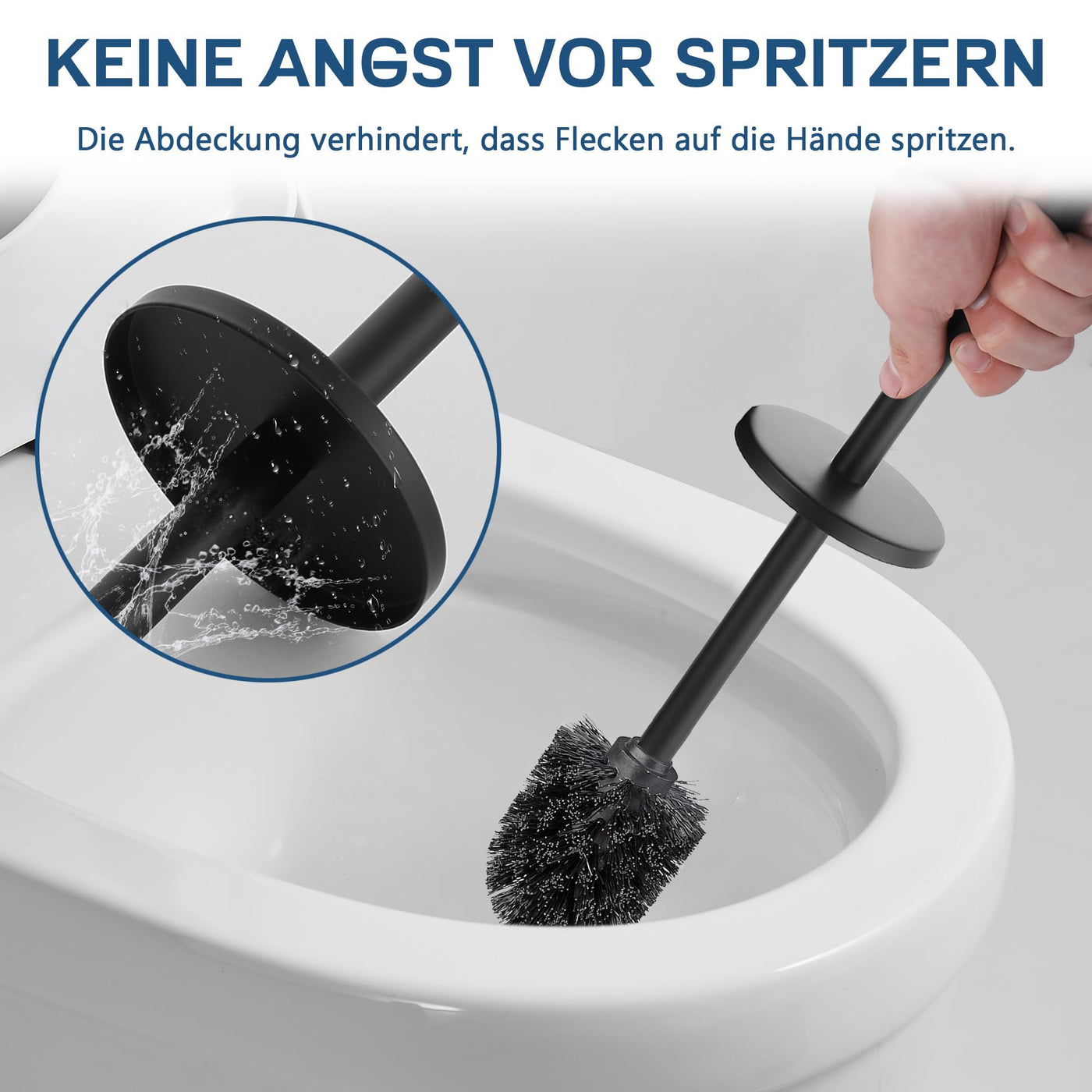 FIISAYL Klobürste Toilettenbürste WC Bürste mit Klobürstenhalter Bürstengarnitur mit Edelstahlgriff und -sockel, Schwarz