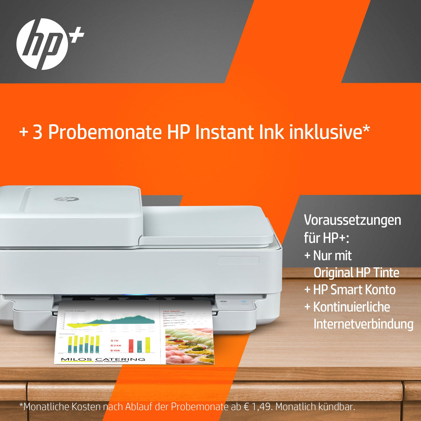 HP ENVY 6420e Multifunktionsdrucker, 20€ Cashback, 3 Monate gratis drucken mit HP Instant Ink inklusive, HP+, Drucker, Kopierer, Scanner, Mobiler Faxversand, WLAN, Automatischer Dokumenteneinzug