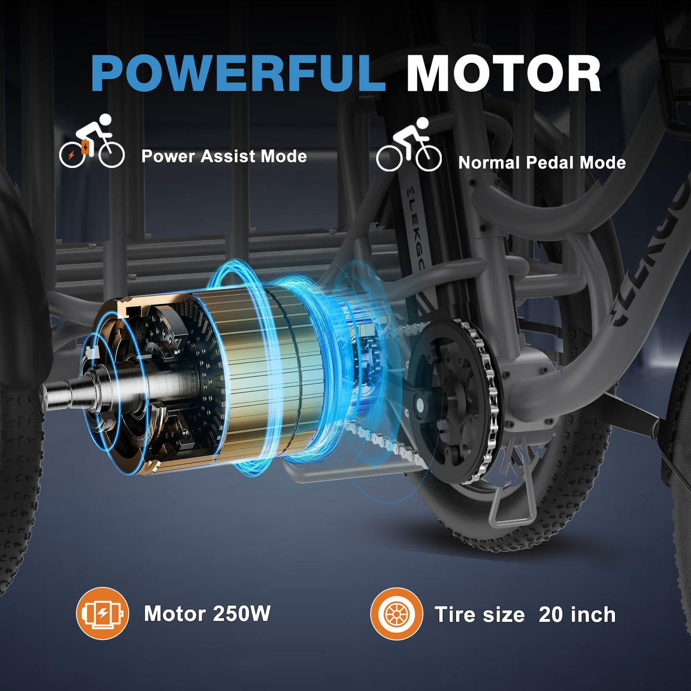 ELEKGO 20 Zoll E Bike Dreirad, 48V 18AH abnehmbare Batterie Tragfähigkeit 200 KG, Fettreifen + hinterer Gepäckkorb und Scheinwerfer, Lastenfahrrad, Elektro-Dreirad für Reichweite bis zu 40-60Km (Gray)